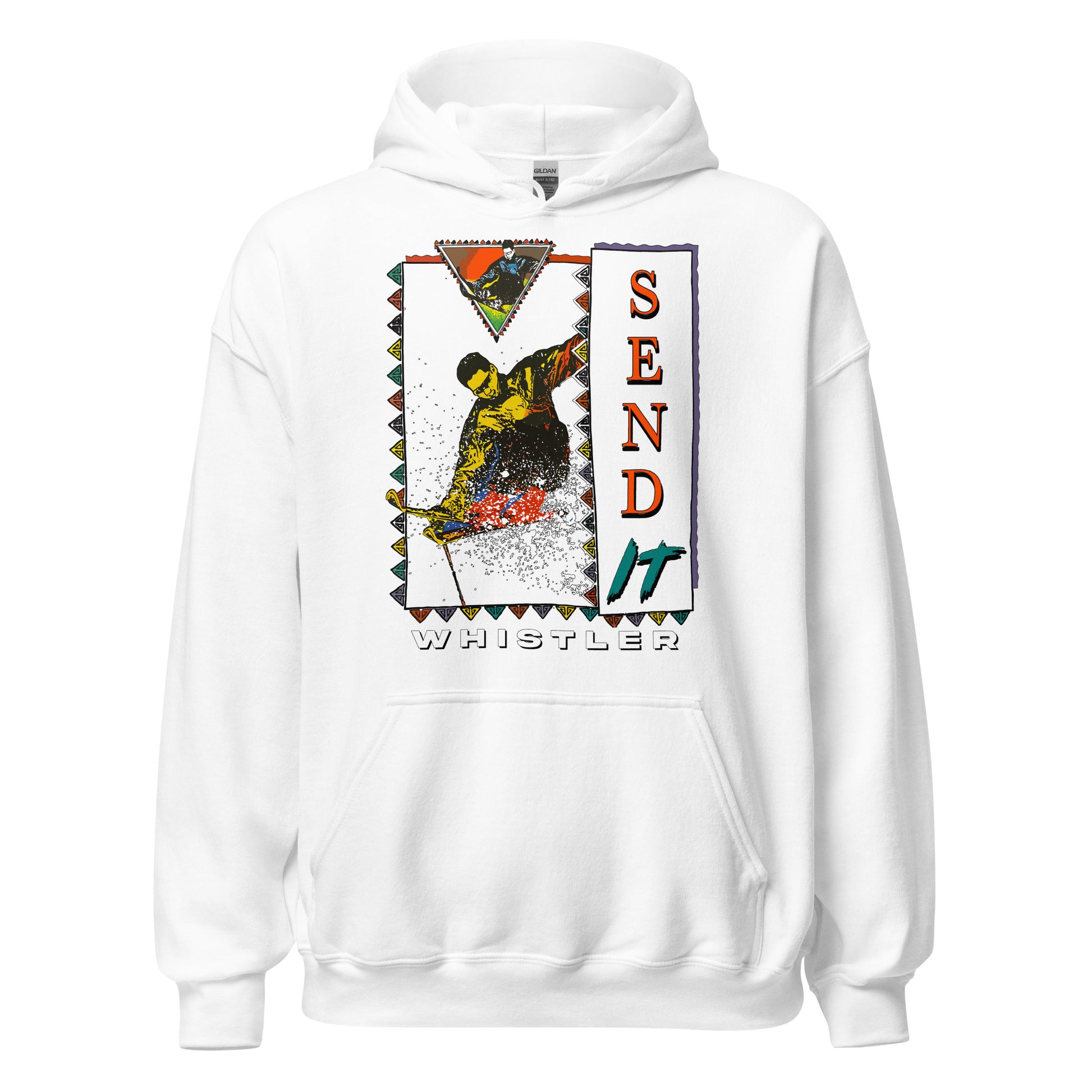 Send it Whistler printed on a hoodie by Whistler Shirts