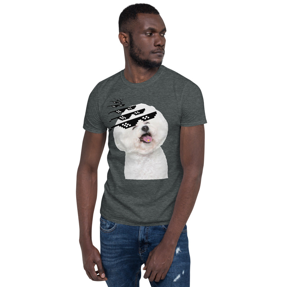 Bichon frise with sunglasses printed t-shirt