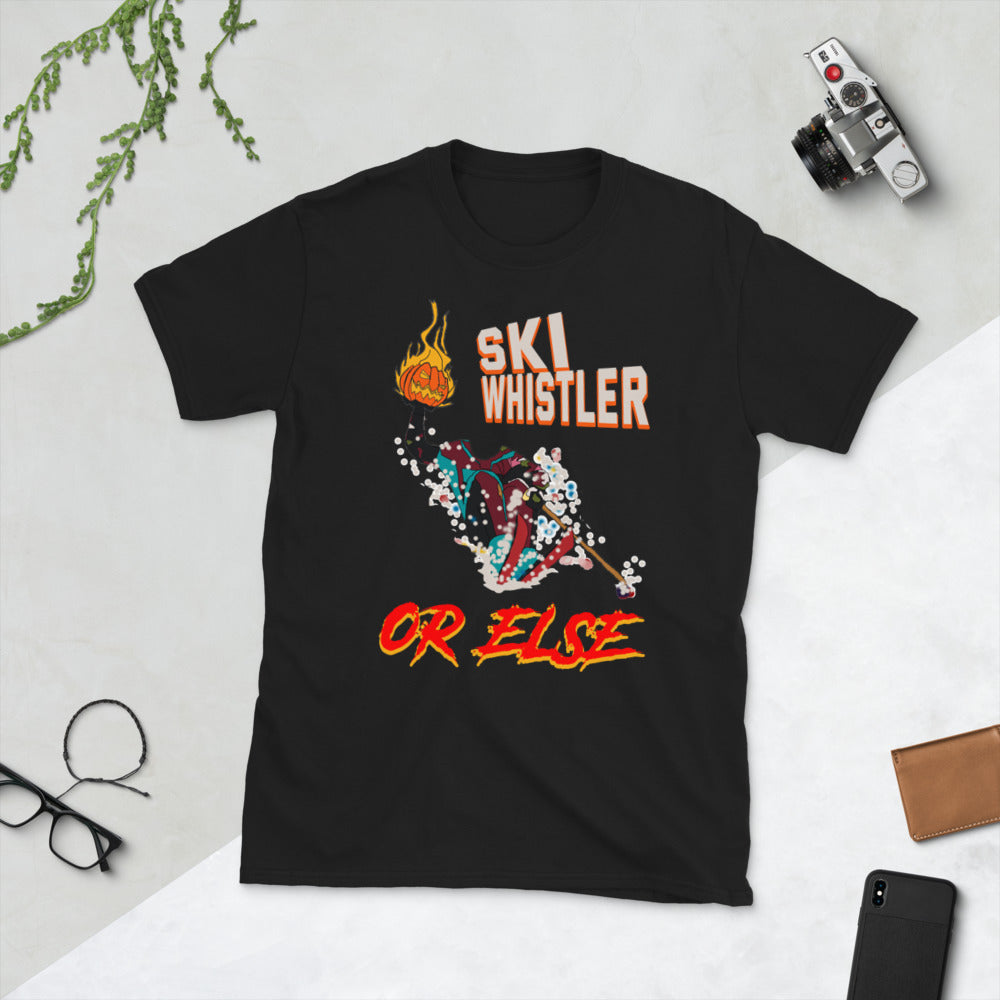 Ski Whistler or else flaming pumpkin printed t -shirt
