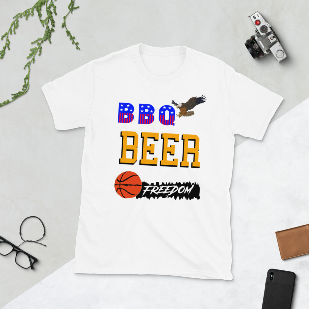 bbq beer freedom printed t-shirt
