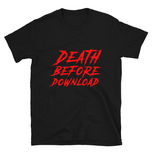 Death before download red printed t-shirt