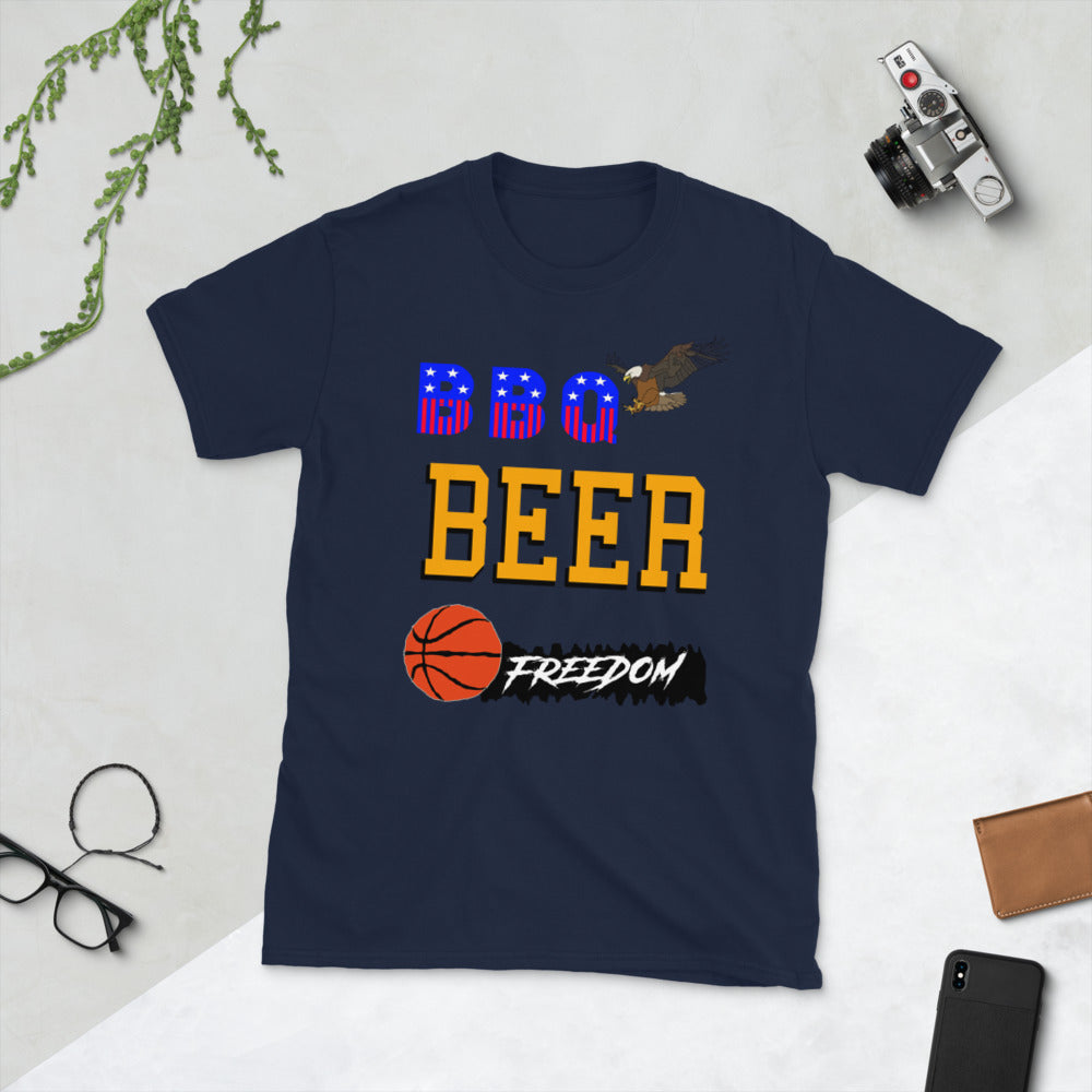 bbq beer freedom printed t-shirt