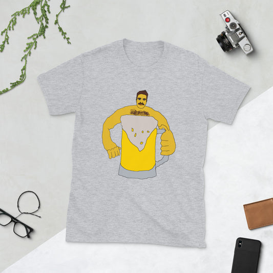 Man drinking beer printed t-shirt