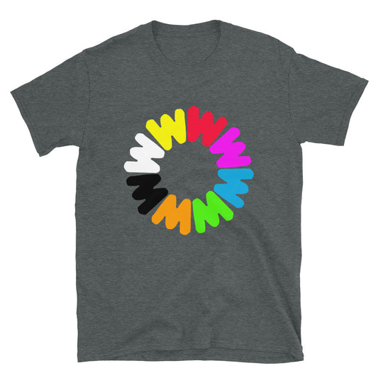 Retro Whistler snowflake colourful logo printed t-shirt