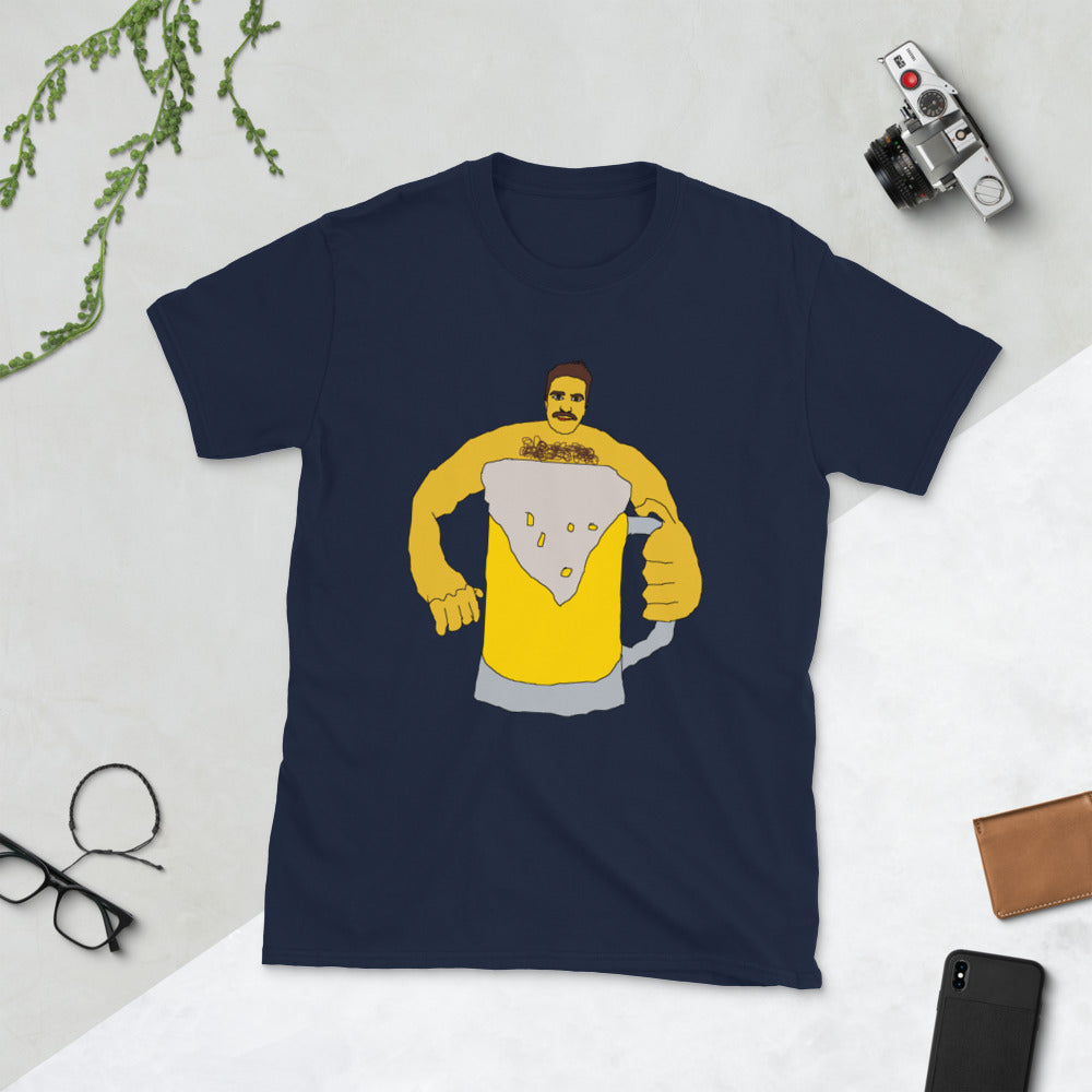 Man drinking beer printed t-shirt