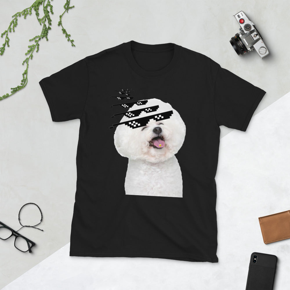 Bichon frise with sunglasses printed t-shirt