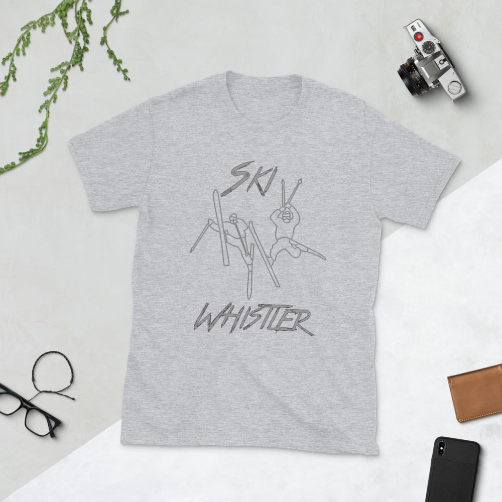 Ski whistler double daffy outline printed t-shirt