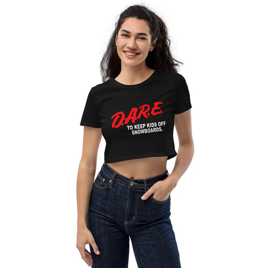 dare to keep kids of snowboards printed cropped t-shirt