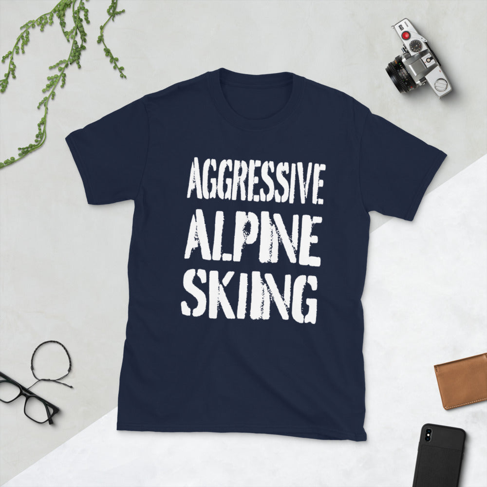 aggressive alpine skiing printed t-shirt